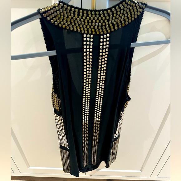 Karina Grimaldi studded beaded tank top 100% silk - Picture 3 of 4